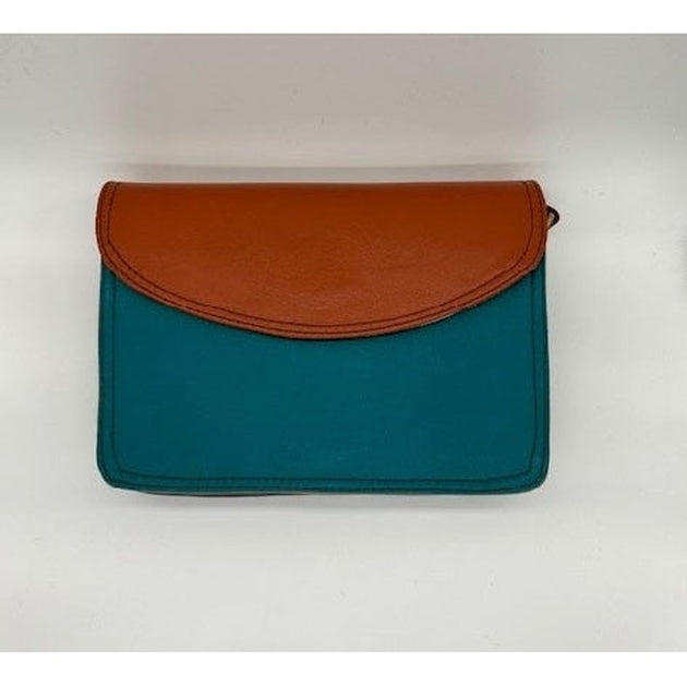 Teal Leather Clutch Bag