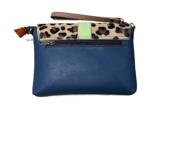 Soruka - Light Green and Animal Print Leather Shoulder/Crossbody Bag with Wrist Strap (047910P)