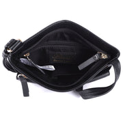 Ashwood Leather - Black Leather Crossbody Bag with a Zip & Flap Over Pocket  - CB5