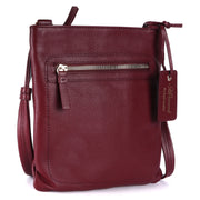 Ashwood Leather - Bordeaux/Wine Crossbody Bag with Zip Pockets - CB3