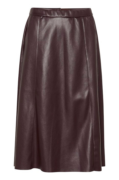 CREAM - CRAriana Faux Leather A-Line Skirt (2 colours)