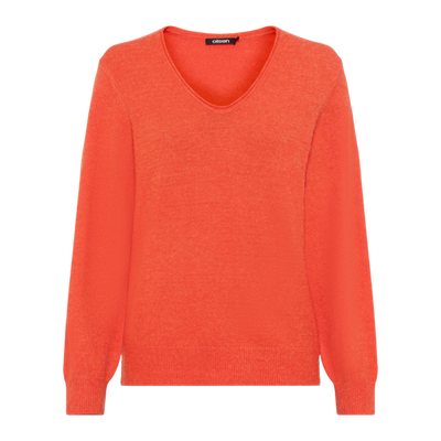 Olsen - V Neck Long Sleeve Jumper in Golden Orange Melange (11004234)