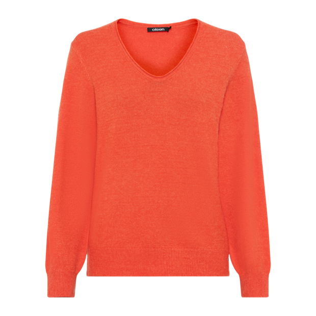 Olsen - V Neck Long Sleeve Jumper in Golden Orange Melange (11004234)