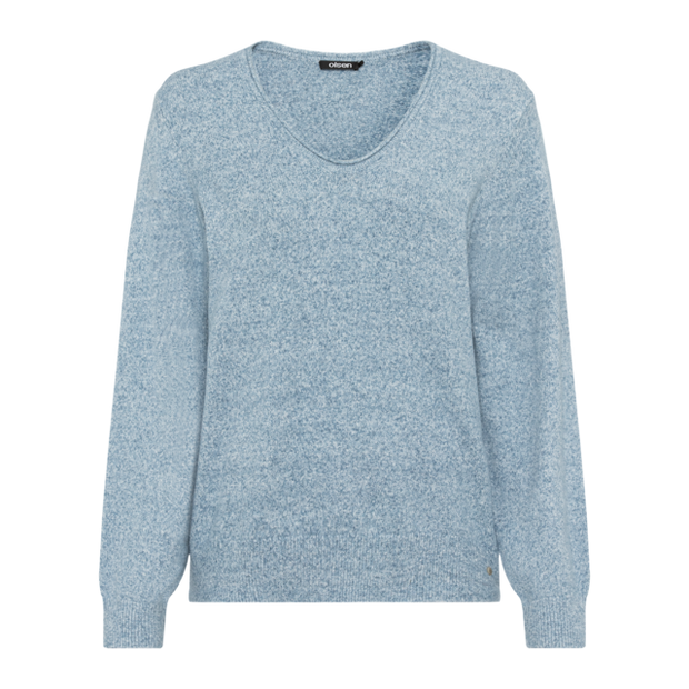 Olsen - V Neck Long Sleeve Jumper in Coronet Blue Melange (11004234)