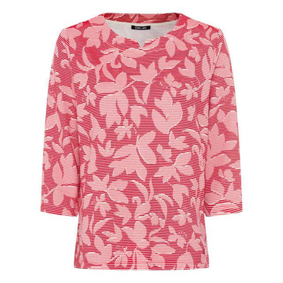 Olsen - 3/4 Sleeve Round Neck Sweatshirt in Red Rose Print (11201633)