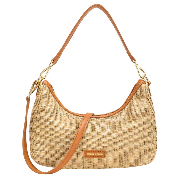 Every Other - Straw Curve Top Baguette Shoulder/Grab Bag (12046) (3 Colours)