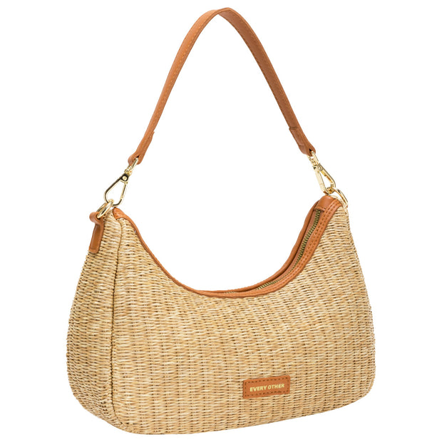 Every Other - Straw Curve Top Baguette Shoulder/Grab Bag (12046) (3 Colours)