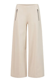 NOEN - Long Wide Leg Trousers in Beige with Elasticated Waist (81395-9480)