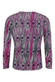 Sunday - Long Sleeve Top in Bold Cerise & Black Print (6131-6157)