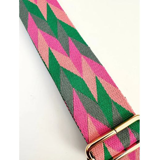 Kris-Ana - Detachable Bag Strap - Pink/Green & Grey Chevron (328 ...