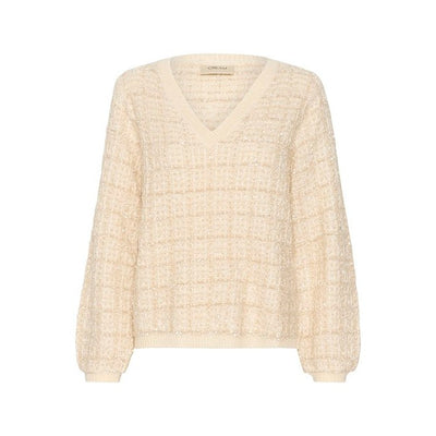 CREAM - CRBilo V Neck Check Jumper