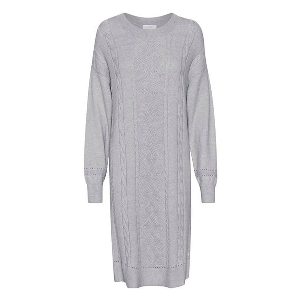 CREAM - CRDela Round Neck Knitted Dress in Light Grey