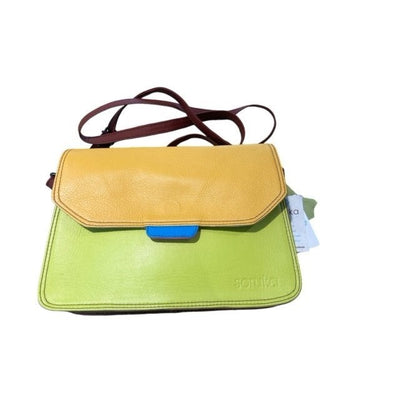 Soruka - Martina - Reverse Flap in Bright Blue, Lime Green & Orange Leather Shoulder/Cross body Bag