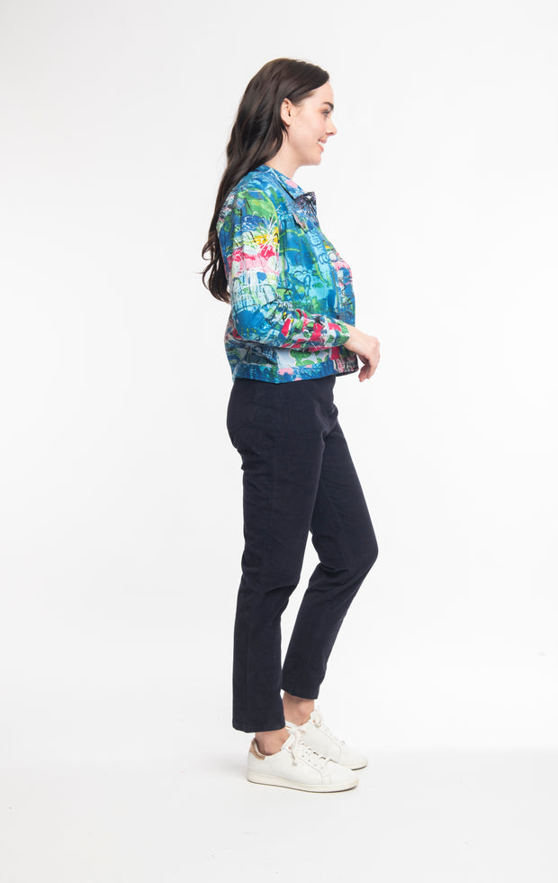 Orientique - Short Biker Jacket in Happy Place Print