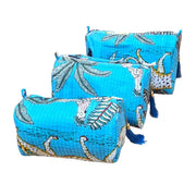 C Y C - 3 Piece Travel Set - Blue Cotton Jungle Print