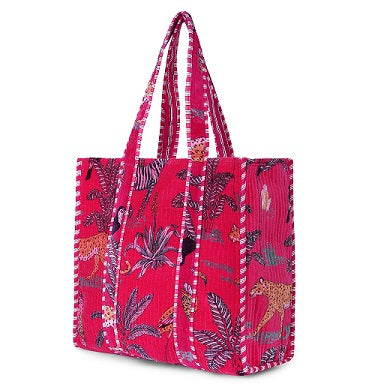 C Y C The Ultimate Tote Bag Jungle Print in Red Velvet