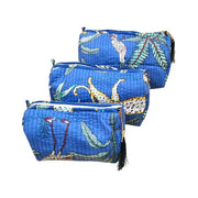 C Y C - 3 Piece Travel Set - Royal Blue Cotton Jungle Print