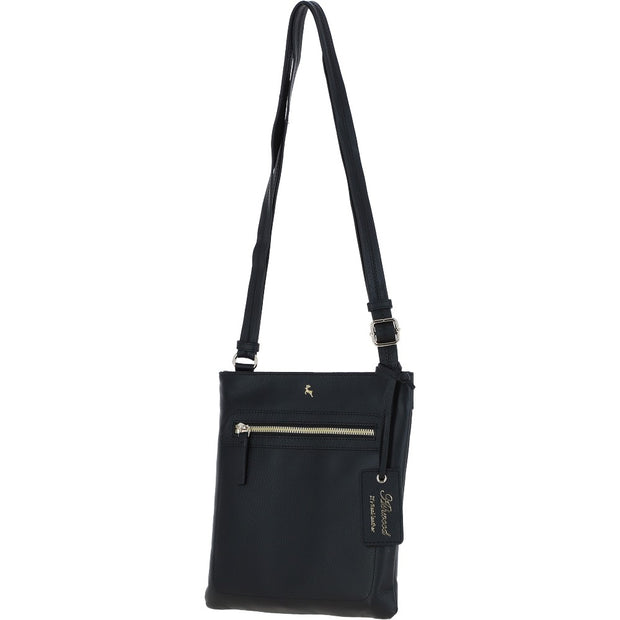 Ashwood Leather - Black Crossbody Bag with Zip Pockets - CB3