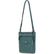 Ashwood Leather - Dark Green Leather Crossbody Bag with a Zip & Flap Over Pocket  - CB5