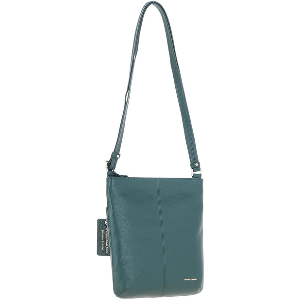 Ashwood Leather - Dark Green Leather Crossbody Bag with a Zip & Flap Over Pocket  - CB5