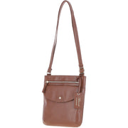 Ashwood Leather - Tan Leather Crossbody Bag with a Zip & Flap Over Pocket  - CB5