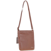 Ashwood Leather - Tan Leather Crossbody Bag with a Zip & Flap Over Pocket  - CB5