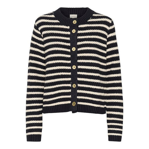 Part Two - LeonidaPW Navy and Cream Stripe Cardigan