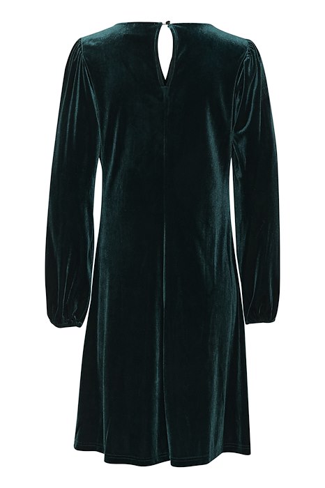 CREAM - CRPativa Long Sleeve V Neckline Dark Green Velour Dress (10613006)