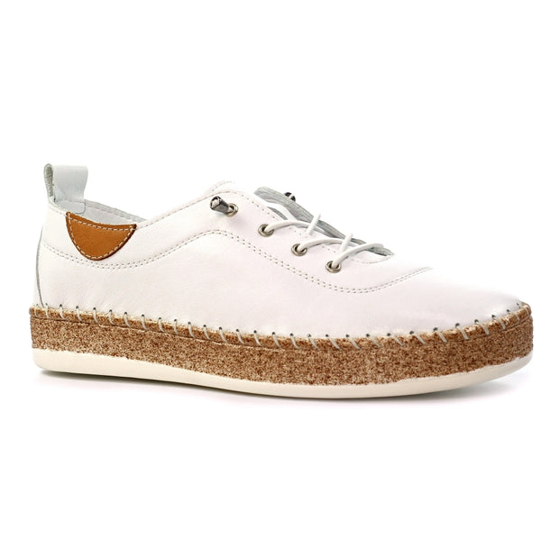 Lunar Shoes - Evie White Leather Shoe with Elasticated laces