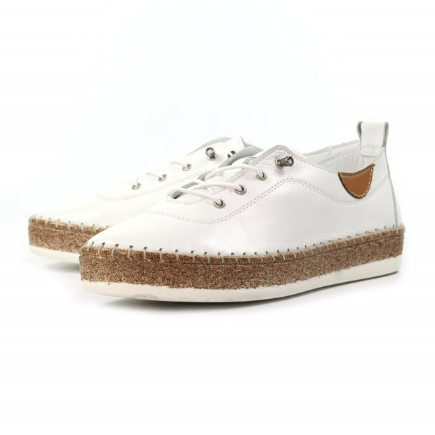 Lunar Shoes - Evie White Leather Shoe with Elasticated laces