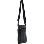 Ashwood Leather - Black Leather Crossbody Bag with Zip Closure & Flap Over Lock - M-87