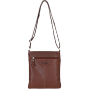 Ashwood Leather - Tan Leather Crossbody Bag with Zip Closure & Flap Over Lock - M-87