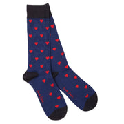 Swole Panda - Ladies Bamboo Socks - Navy with Red Hearts (SP394-S)