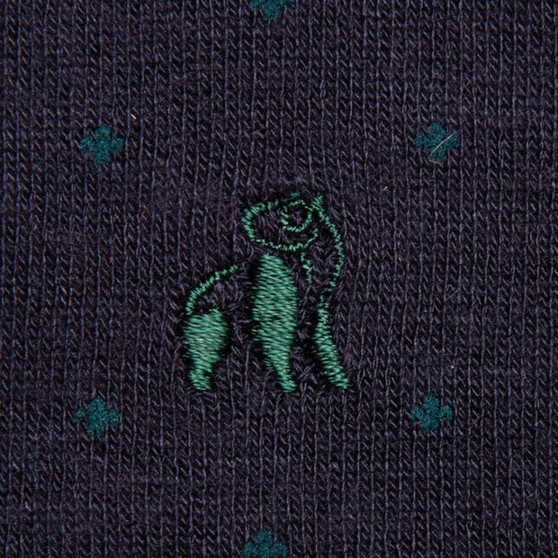 Swole Panda - Ladies Bamboo Socks - Navy with Dark Green Spots (SP109-S)