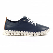 Lunar Shoes - St Austell Leather Plimsoll in Navy