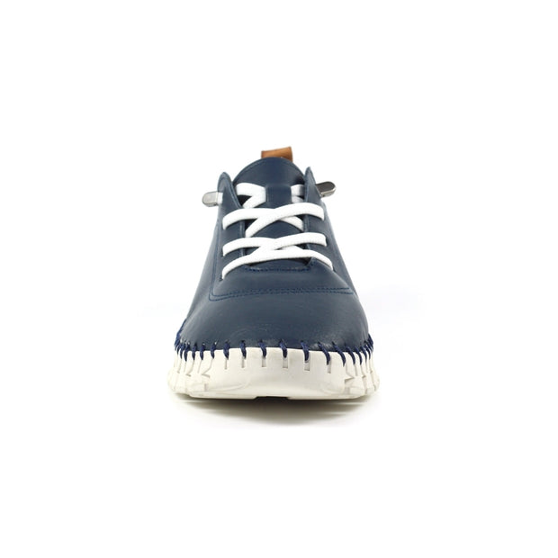 Lunar Shoes - St Austell Leather Plimsoll in Navy