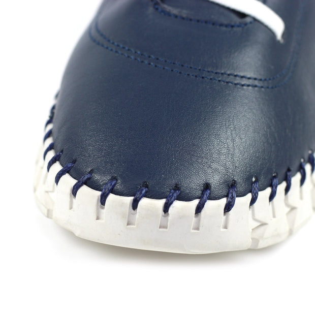 Lunar Shoes - St Austell Leather Plimsoll in Navy