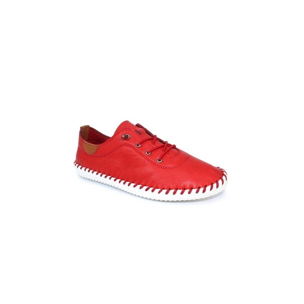 Lunar Shoes - St Ives Leather Plimsoll in Red