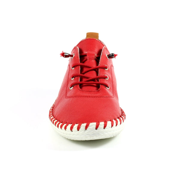 Lunar Shoes - St Ives Leather Plimsoll in Red