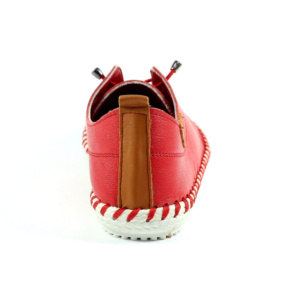 Lunar Shoes - St Ives Leather Plimsoll in Red