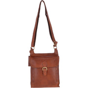 Ashwood Leather - Honey Tan Leather Crossbody Bag with Flap Over & Magnetic Closure - G24