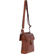 Ashwood Leather - Honey Tan Leather Crossbody Bag with Flap Over & Magnetic Closure - G24