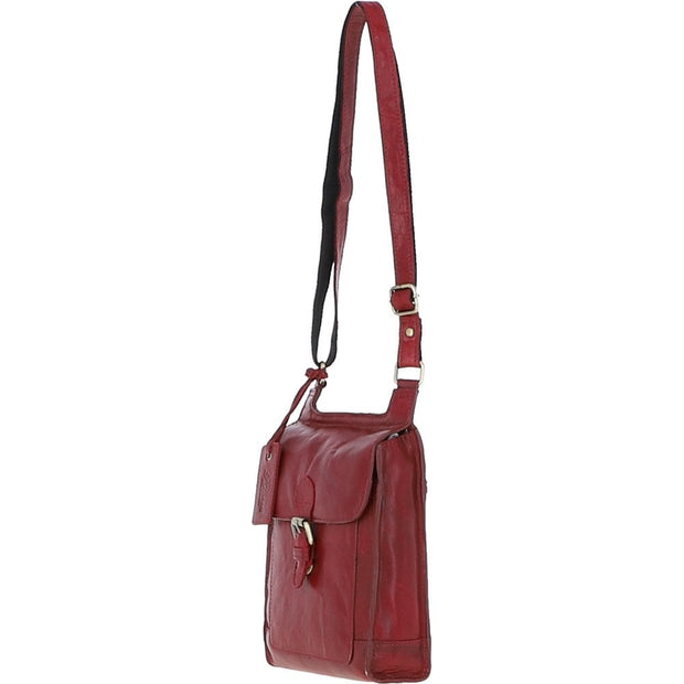 Ashwood Leather - Red Leather Crossbody Bag with Flap Over & Magnetic Closure - G24