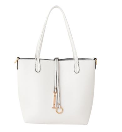 Echo Leather White & Black Reversible discount Tote Bag